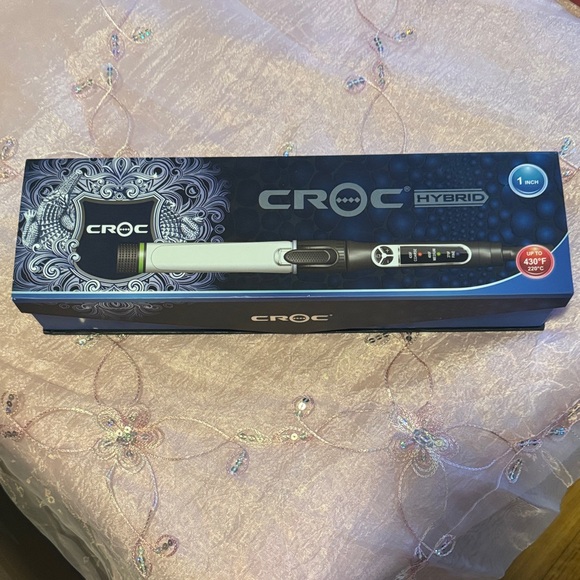 CROC Hybrid 1” Barrel Curling Hair Styling Tool - Black and Silver